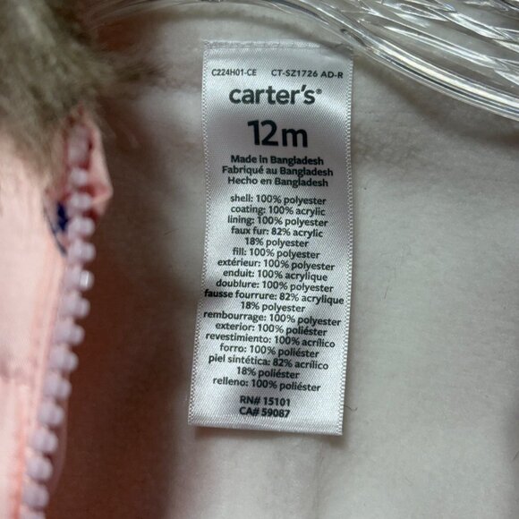 Carters Baby Girl 12 months Pram Pink Snowsuit Bunting - Picture 4 of 4